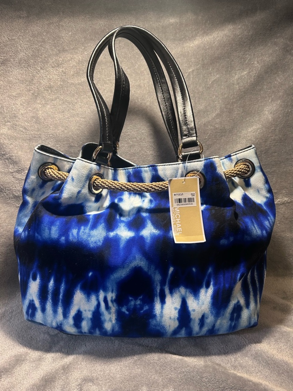 Michael Kors Marina Large Blue Tie Dye Rope Tote w/ Gold Hardware - Picture 5 of 11